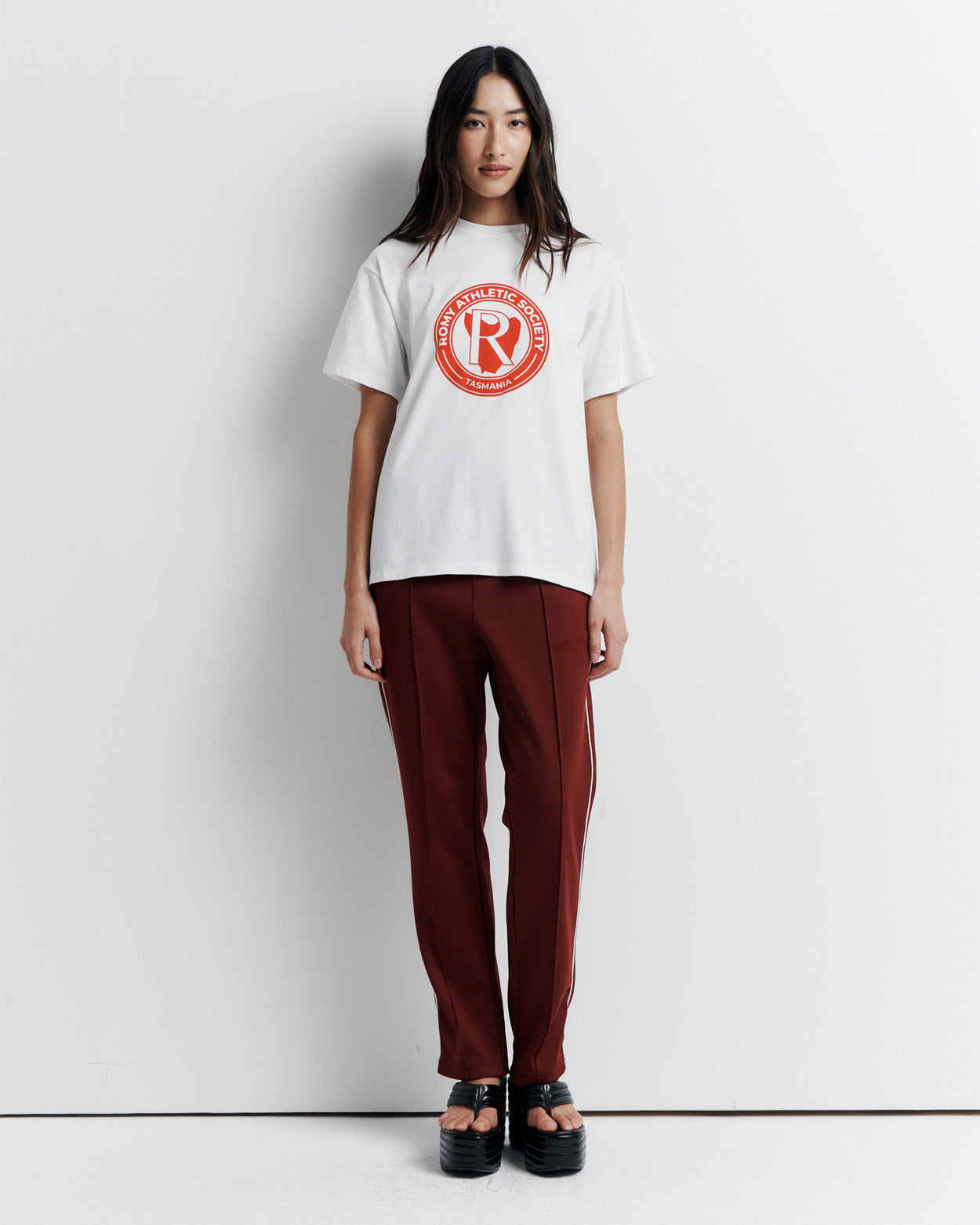 A classic crew neck boyfriend tee, the RAS Heritage Tee features a relaxed fit and is finished with the Romy Athletic Society heritage logo for a timeless, sporty touch.