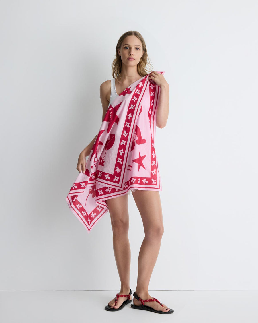 Summer Love Scarf – lightweight cotton scarf with pink artistic print by Jake Pedro for Romy The Brand