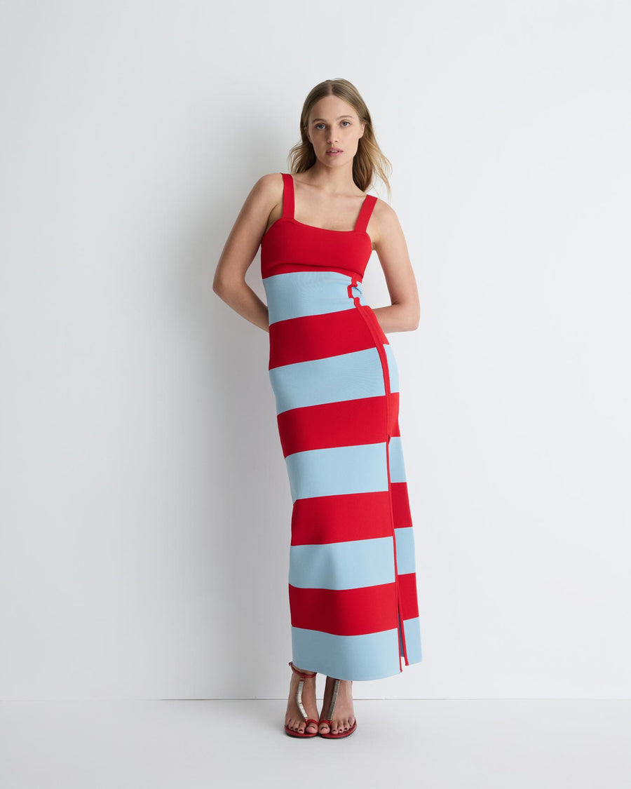 Ava Knit Dress – structured knit maxi dress with side split by Romy The Brand
