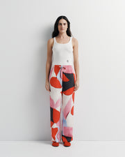 June Pant – elastic waist pant with drawcord and artistic print by Anne Marie Jackson for Romy The Brand