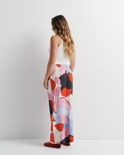 June Pant – elastic waist pant with drawcord and artistic print by Anne Marie Jackson for Romy The Brand