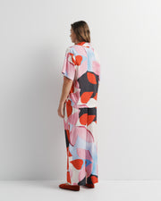 Reese Shirt – tailored button-up shirt with open collar and artistic print by Anne Marie Jackson for Romy The Brand