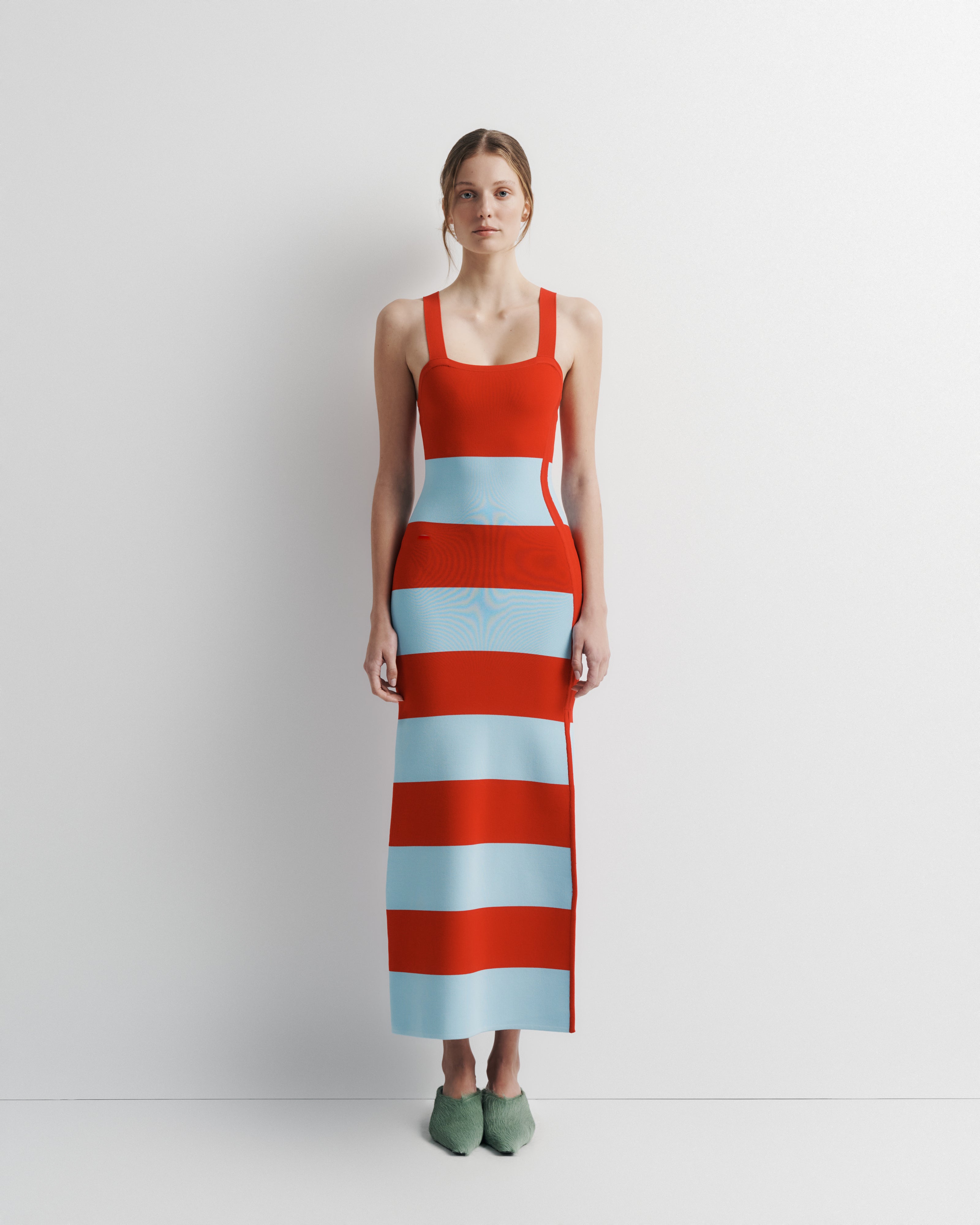 Ava Knit Dress – structured knit maxi dress with side split by Romy The Brand