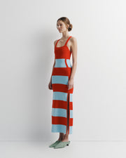 Ava Knit Dress – structured knit maxi dress with side split by Romy The Brand