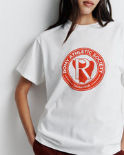 A classic crew neck boyfriend tee, the RAS Heritage Tee features a relaxed fit and is finished with the Romy Athletic Society heritage logo for a timeless, sporty touch.