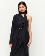 Elevate your wardrobe with the Milla Skirt – featuring a paper bag drawstring waist, a central rear vent, and a sleek calf-length silhouette with a straight hem.