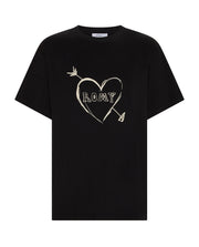 Cupid’s Heart tee in black – cotton boyfriend t-shirt with heart graphic by Romy The Brand